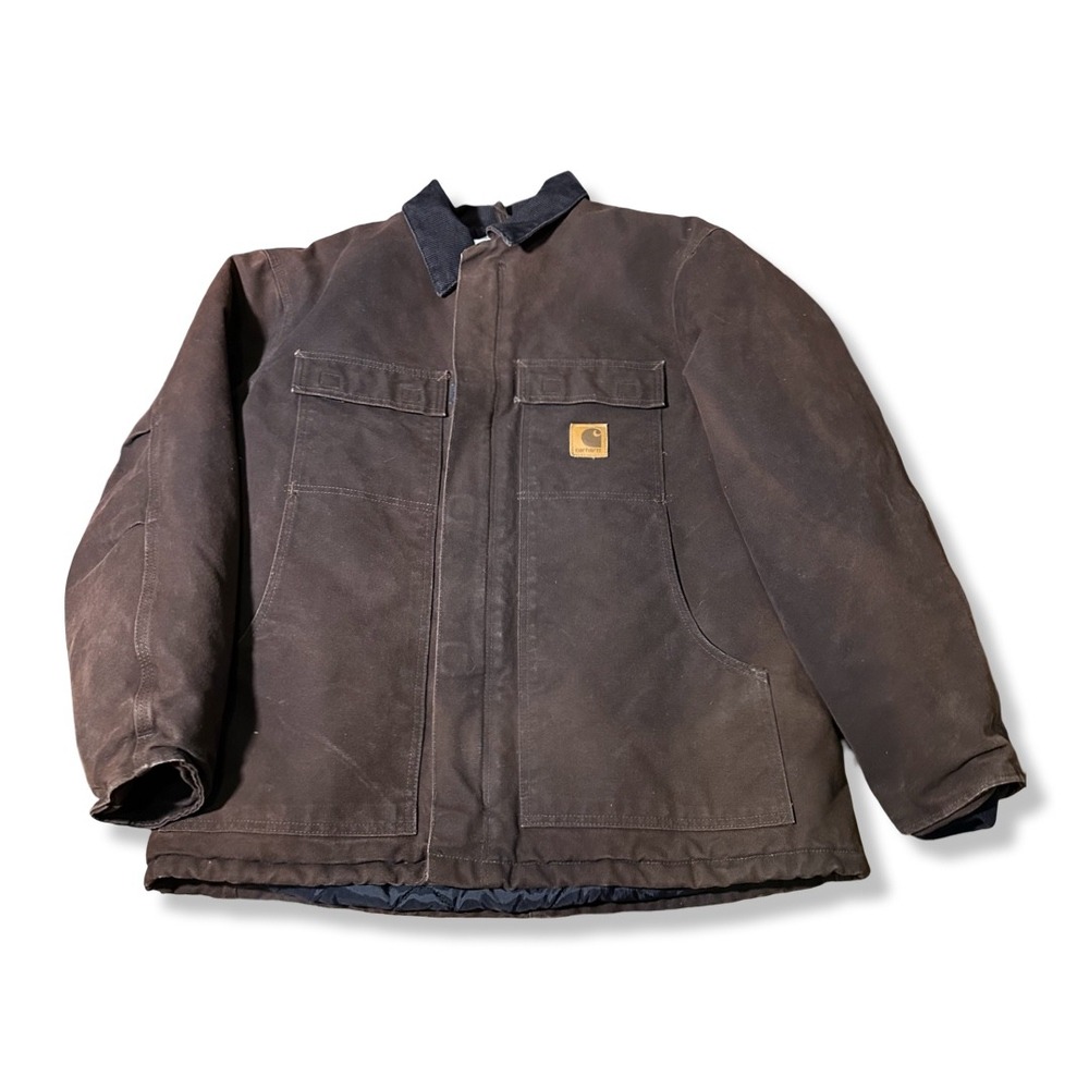 Carhartt C26 DKB Traditional Coat Men M Regular Dark Brown Quilt Lined Workwear